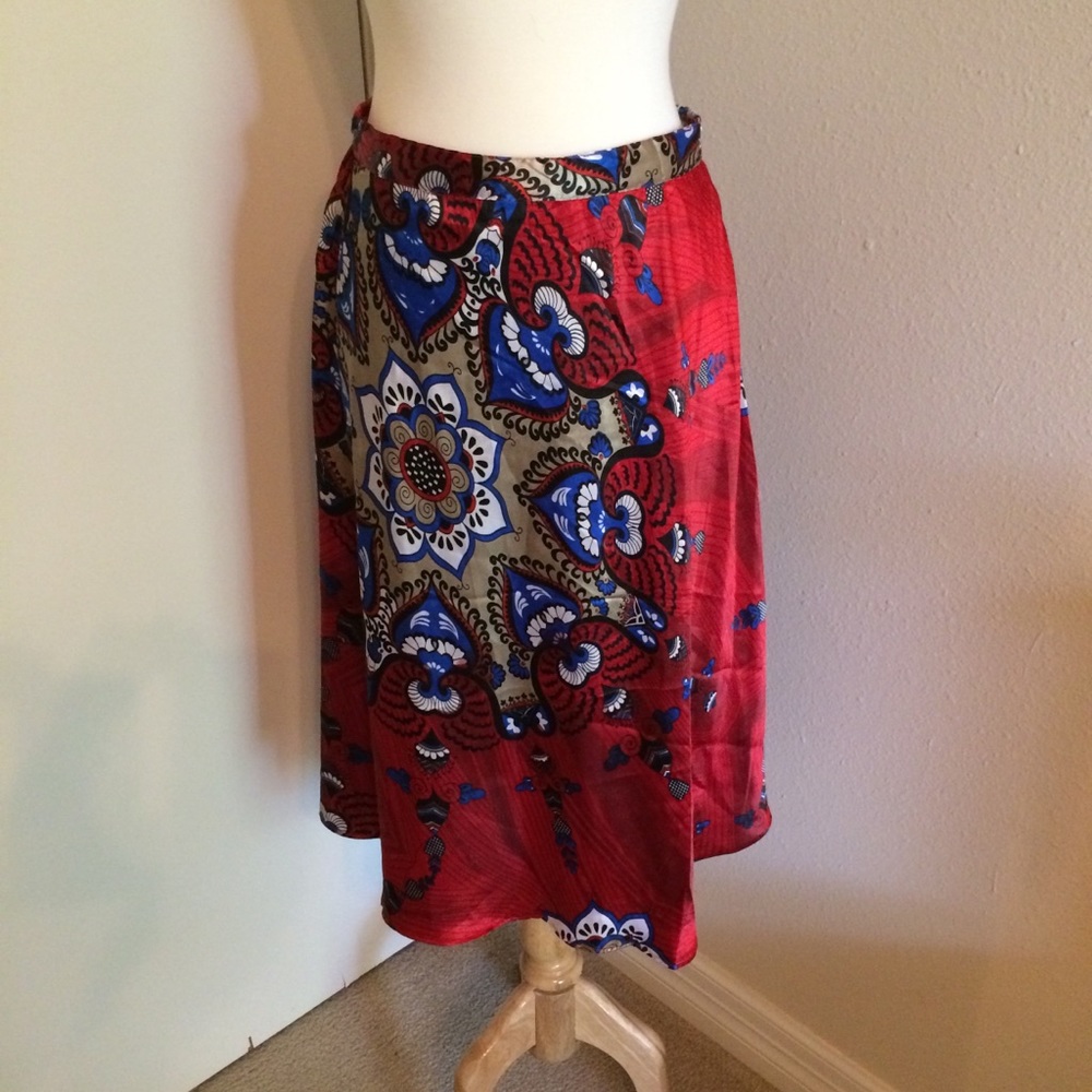 Silky red skirt